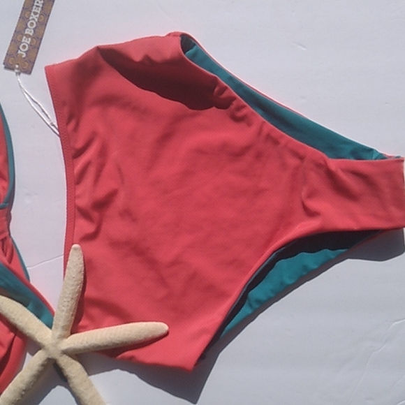 Nwt Coral & Turquoise Reversible Bikini - Picture 3 of 10
